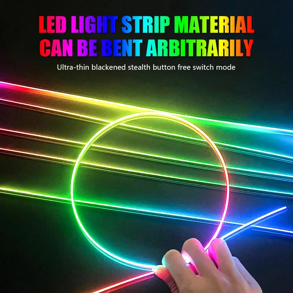 Acrylic Interior Car LED Lights with Remote and Wireless APP 6/10/14/18 in 1, Ambient Lighting Kits Fiber Optic Strip LEDs,16 Million Colors Music&DIY Function