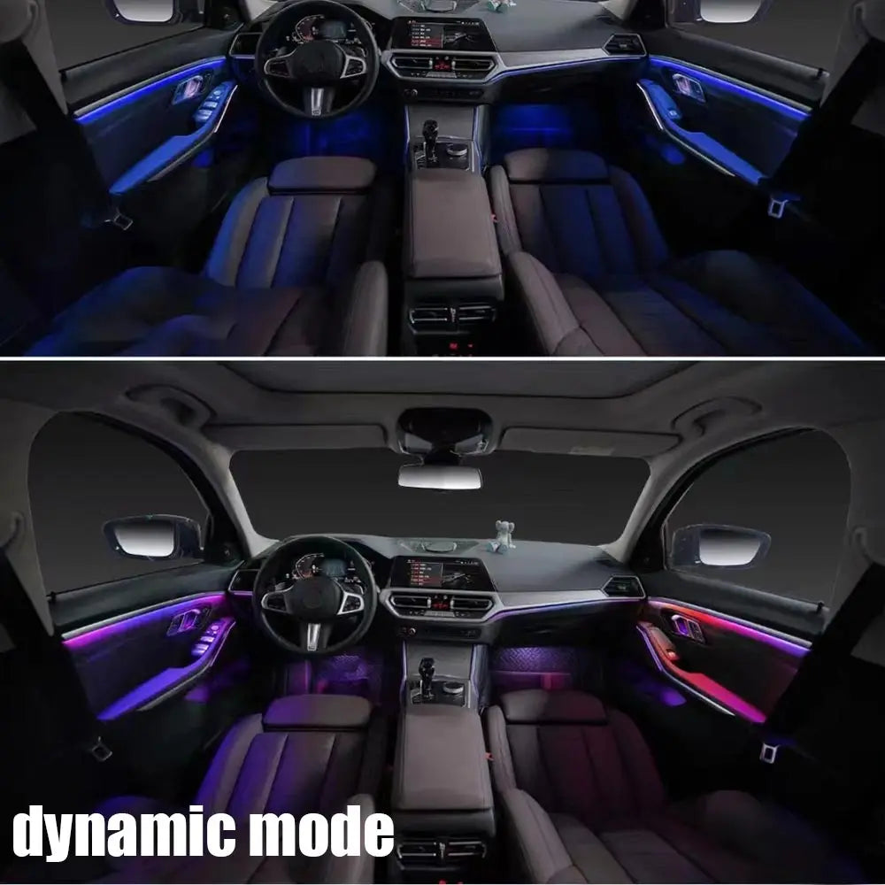 Acrylic Interior Car LED Lights with Remote and Wireless APP 6/10/14/18 in 1, Ambient Lighting Kits Fiber Optic Strip LEDs,16 Million Colors Music&DIY Function