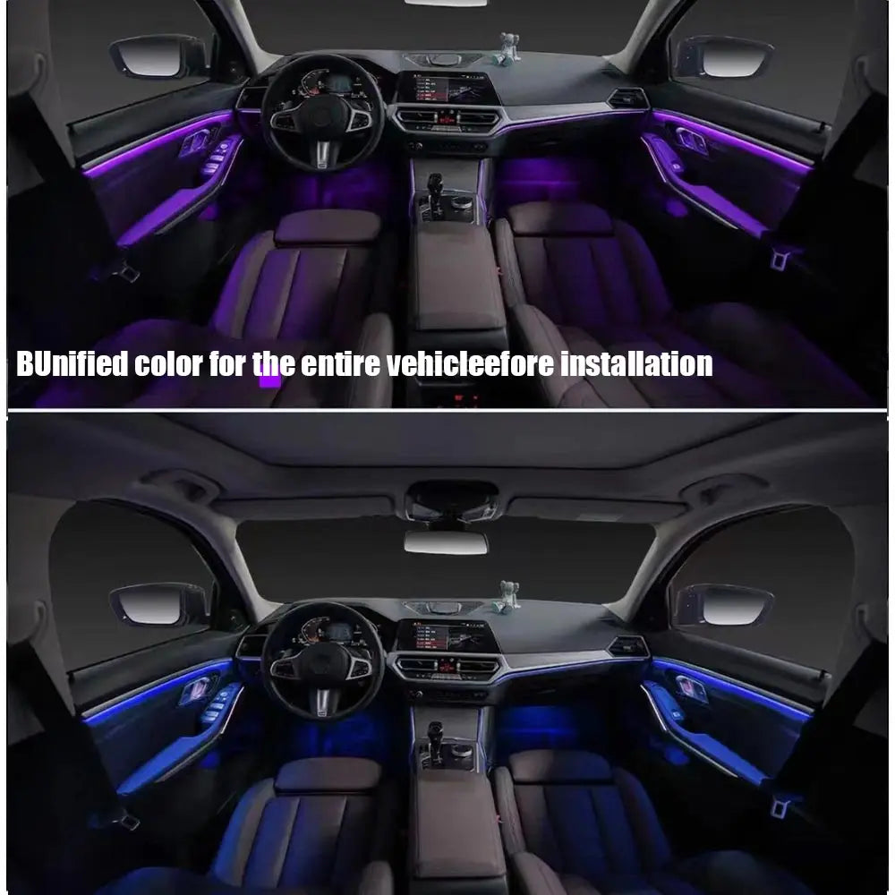 Acrylic Interior Car LED Lights with Remote and Wireless APP 6/10/14/18 in 1, Ambient Lighting Kits Fiber Optic Strip LEDs,16 Million Colors Music&DIY Function